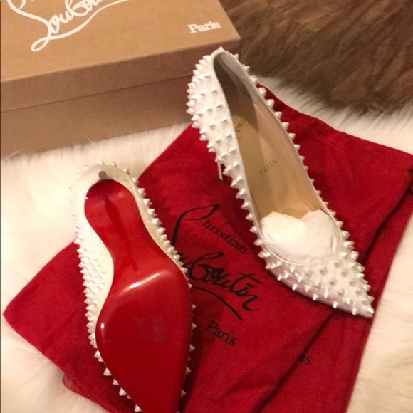 $1300 Christian Louboutin White Spikes - Picture 2 of 7
